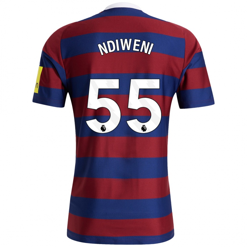 Mænd Michael Ndiweni #55 Bordeaux Marineblå Udebane Spillertrøjer 2024/25 Trøje T-Shirt