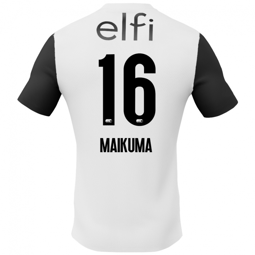 Mænd Seiya Maikuma #16 Hvid Sort Udebane Spillertrøjer 2024/25 Trøje T-Shirt