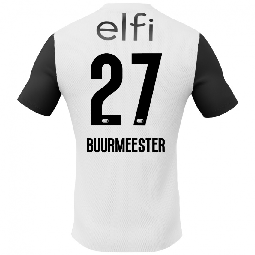 Mænd Zico Buurmeester #27 Hvid Sort Udebane Spillertrøjer 2024/25 Trøje T-Shirt