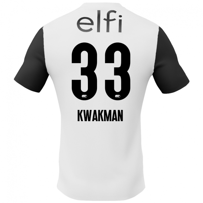 Mænd Dave Kwakman #33 Hvid Sort Udebane Spillertrøjer 2024/25 Trøje T-Shirt