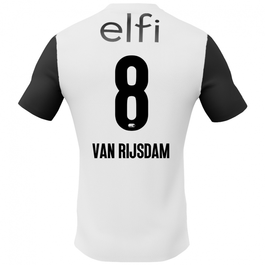 Mænd Julian Van Rijsdam #8 Hvid Sort Udebane Spillertrøjer 2024/25 Trøje T-Shirt