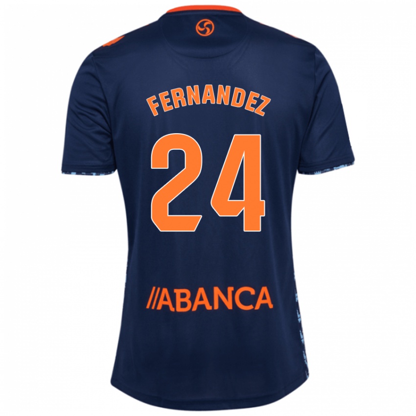 Mænd César Fernández #24 Marineblå Udebane Spillertrøjer 2024/25 Trøje T-Shirt