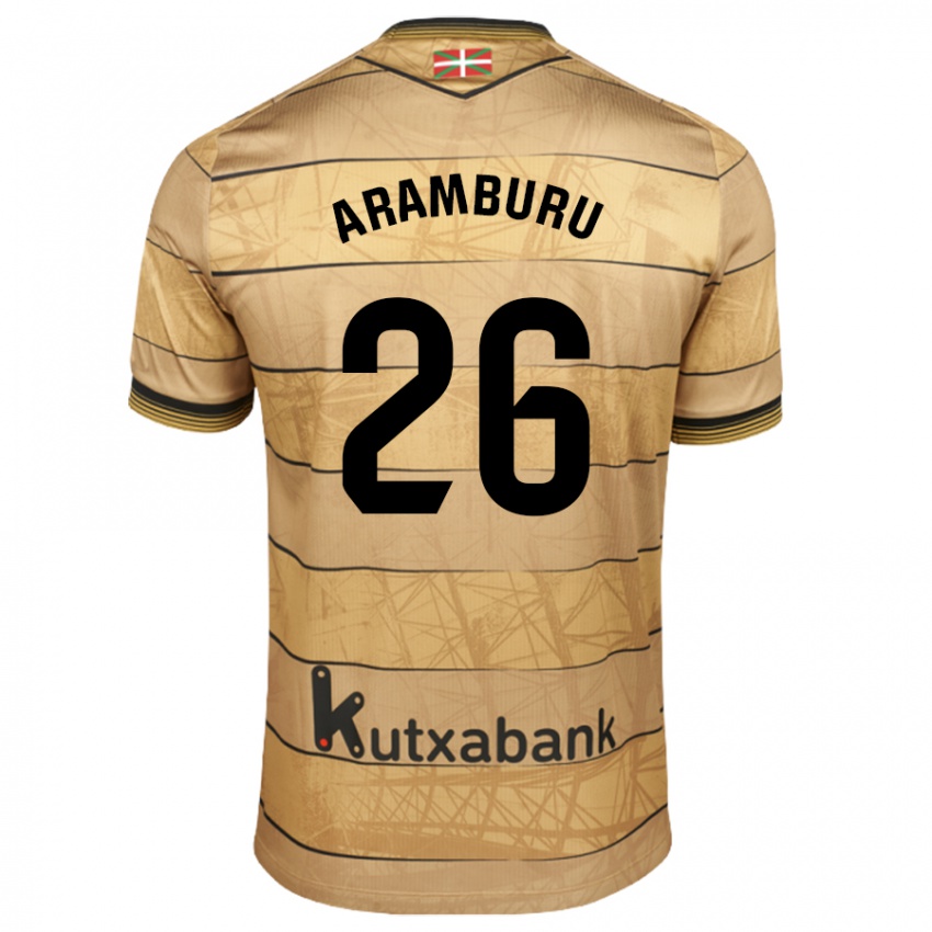 Mænd Jon Aramburu #26 Brun Udebane Spillertrøjer 2024/25 Trøje T-Shirt