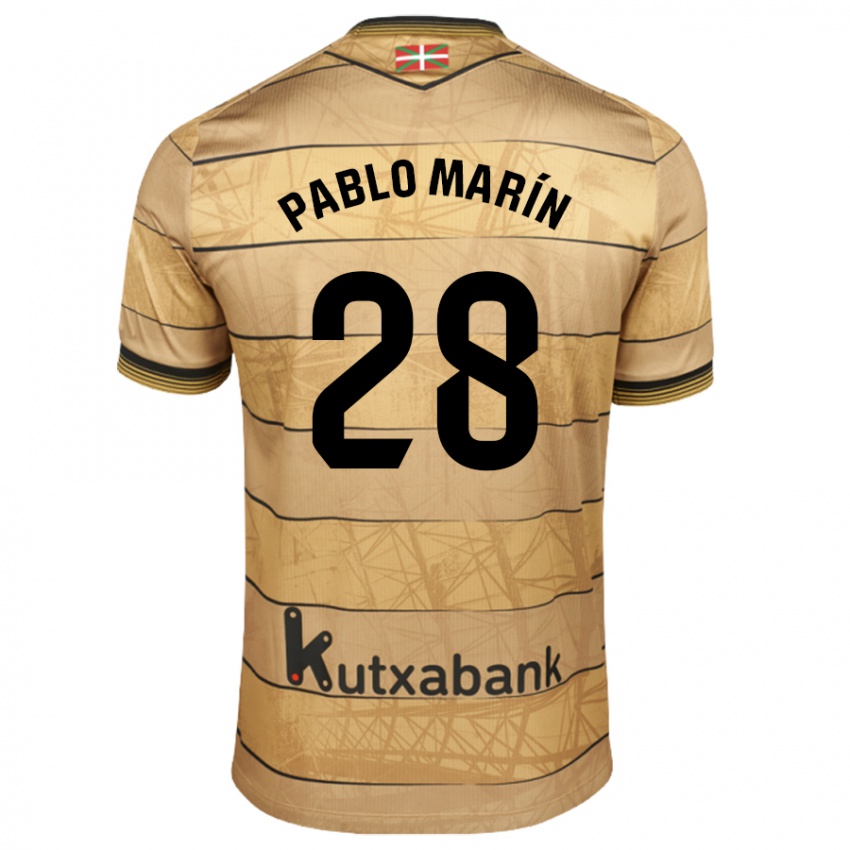 Mænd Pablo Marín #28 Brun Udebane Spillertrøjer 2024/25 Trøje T-Shirt