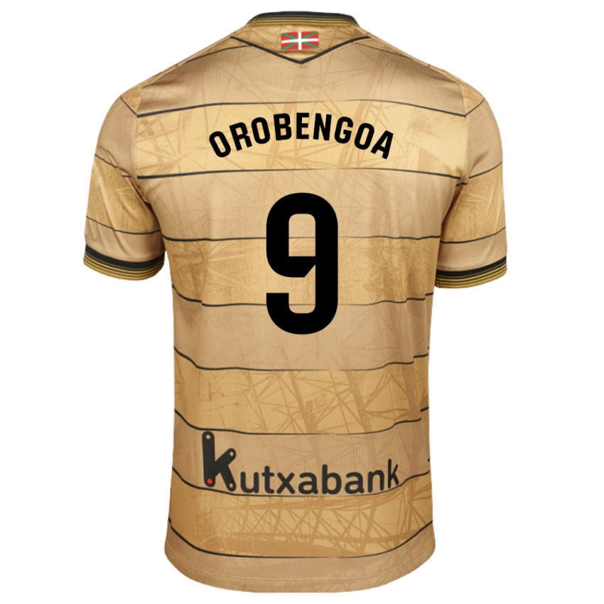 Mænd Ekain Orobengoa #9 Brun Udebane Spillertrøjer 2024/25 Trøje T-Shirt