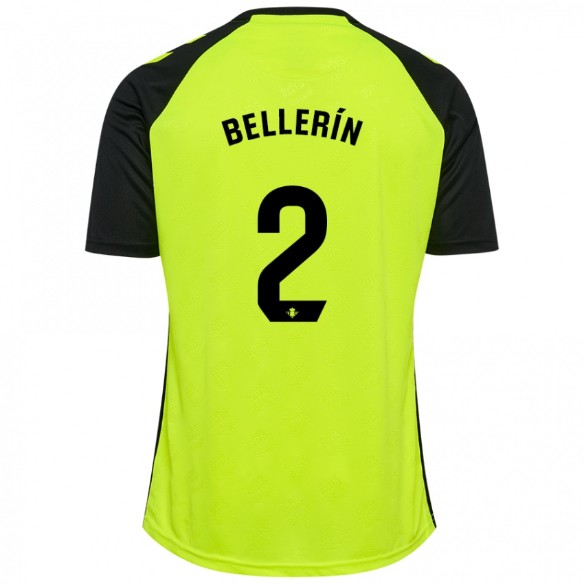 Mænd Hector Bellerin #2 Fluorescerende Gul Sort Udebane Spillertrøjer 2024/25 Trøje T-Shirt