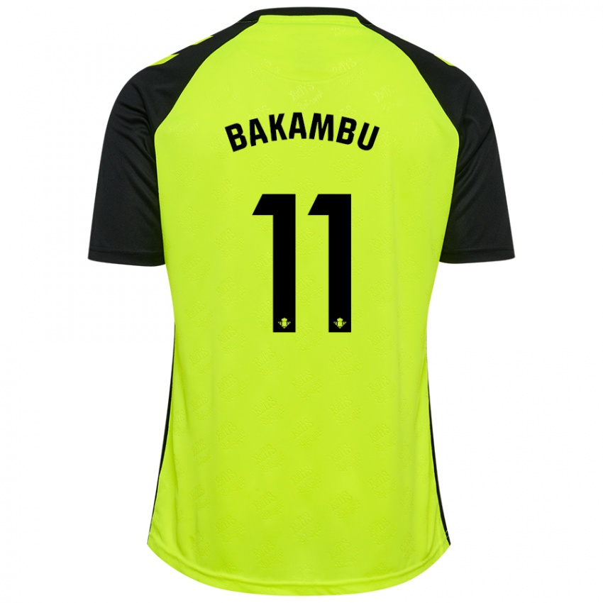 Mænd Cedric Bakambu #11 Fluorescerende Gul Sort Udebane Spillertrøjer 2024/25 Trøje T-Shirt