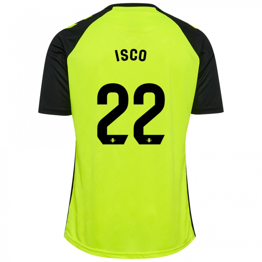 Mænd Isco #22 Fluorescerende Gul Sort Udebane Spillertrøjer 2024/25 Trøje T-Shirt