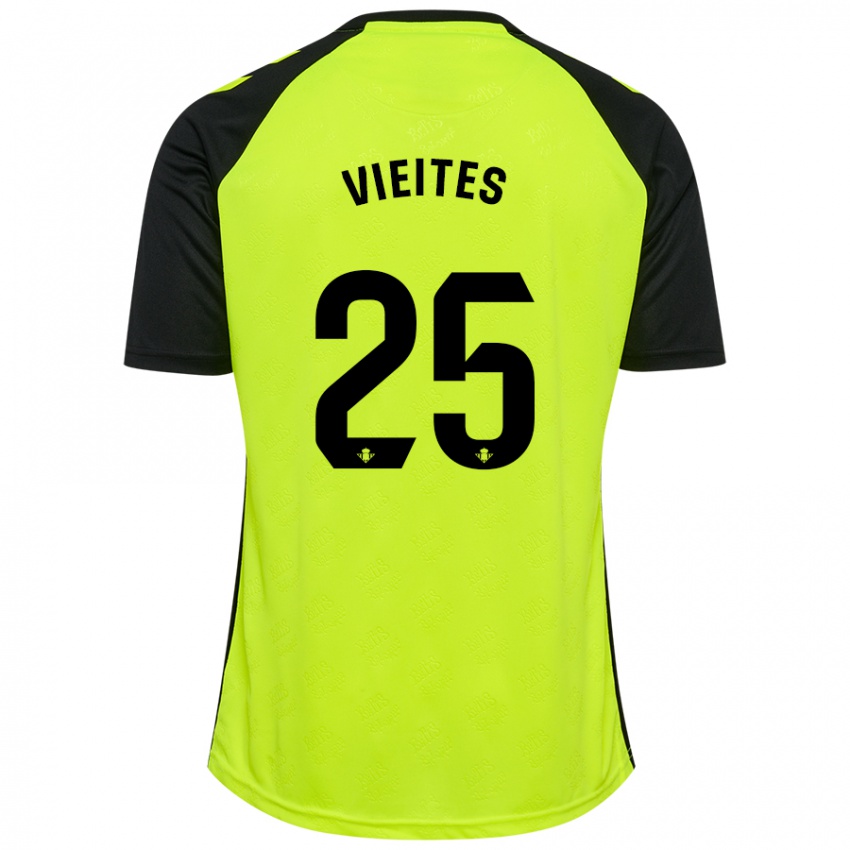 Mænd Fran Vieites #25 Fluorescerende Gul Sort Udebane Spillertrøjer 2024/25 Trøje T-Shirt