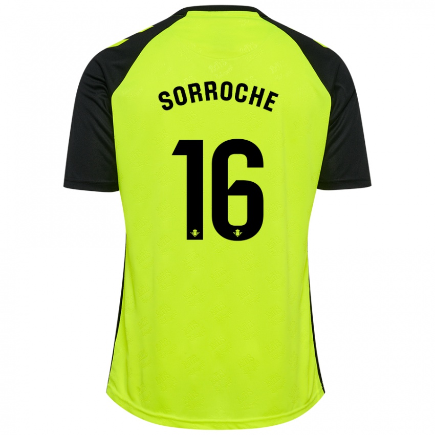 Mænd Ginés Sorroche #16 Fluorescerende Gul Sort Udebane Spillertrøjer 2024/25 Trøje T-Shirt