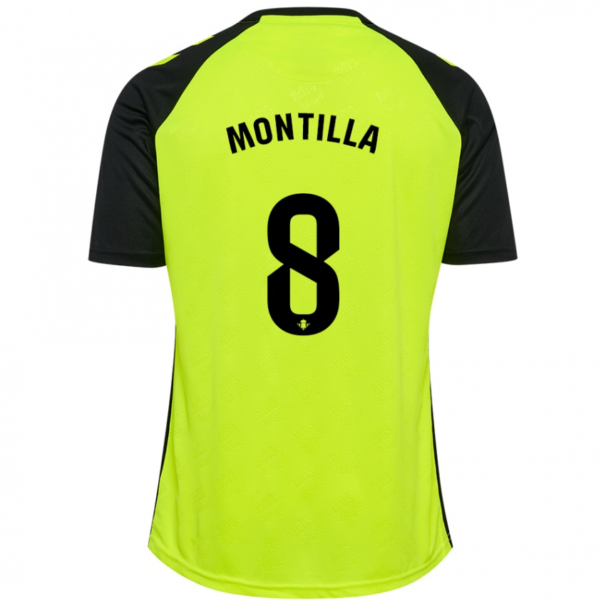 Mænd Natalia Montilla #8 Fluorescerende Gul Sort Udebane Spillertrøjer 2024/25 Trøje T-Shirt