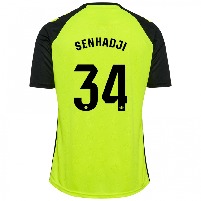 Mænd Yanis Senhadji #34 Fluorescerende Gul Sort Udebane Spillertrøjer 2024/25 Trøje T-Shirt