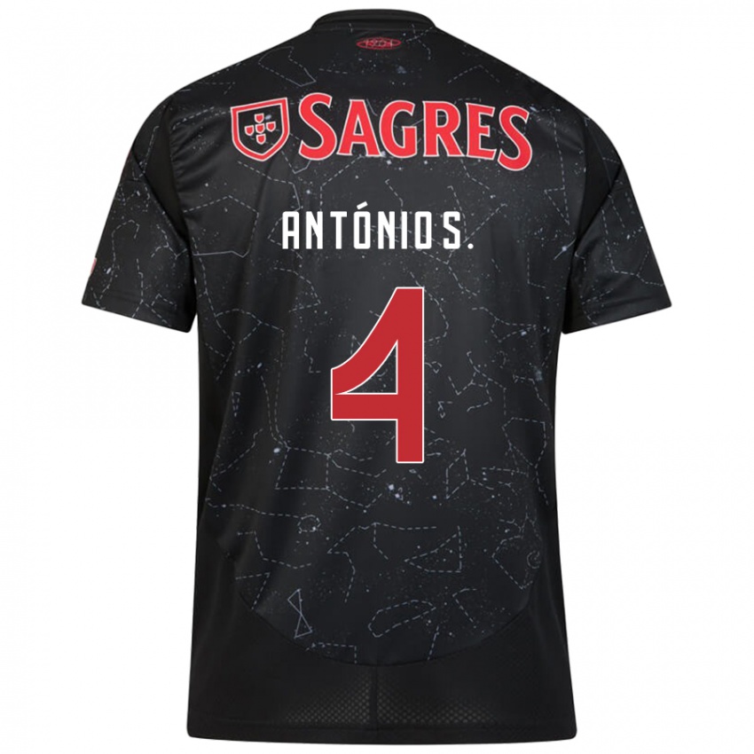 Mænd Antonio Silva #4 Sort Rød Udebane Spillertrøjer 2024/25 Trøje T-Shirt