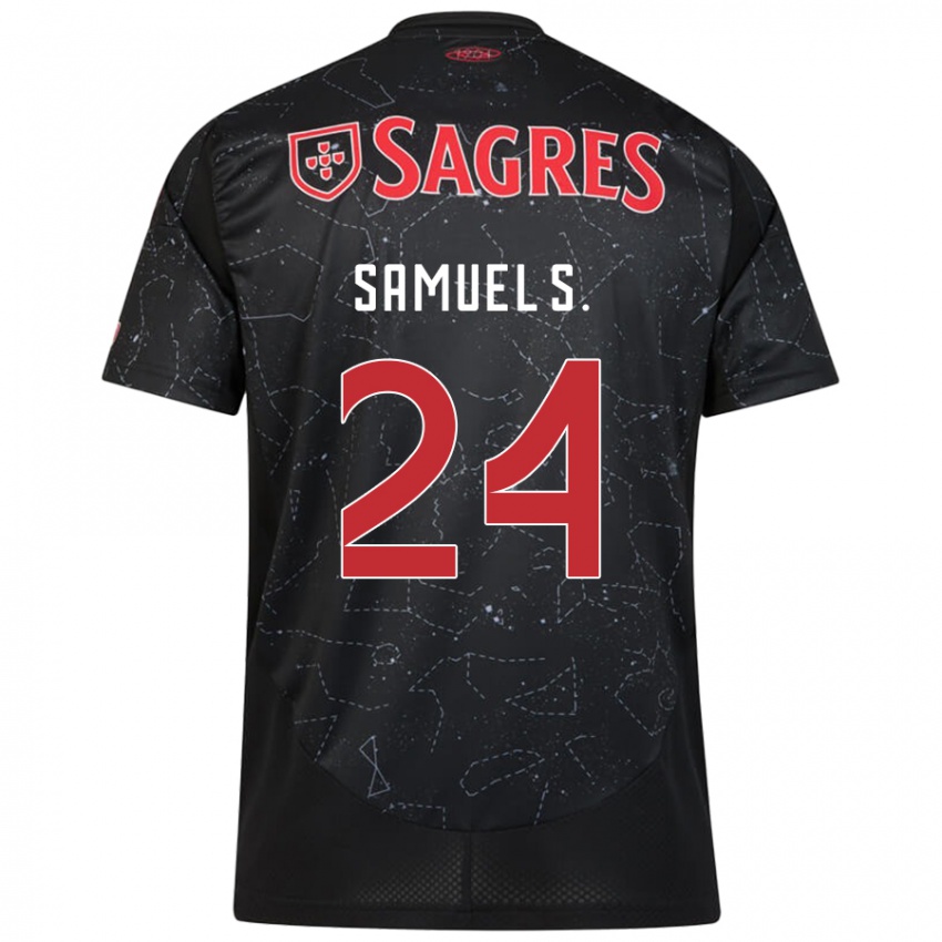 Mænd Samuel Soares #24 Sort Rød Udebane Spillertrøjer 2024/25 Trøje T-Shirt