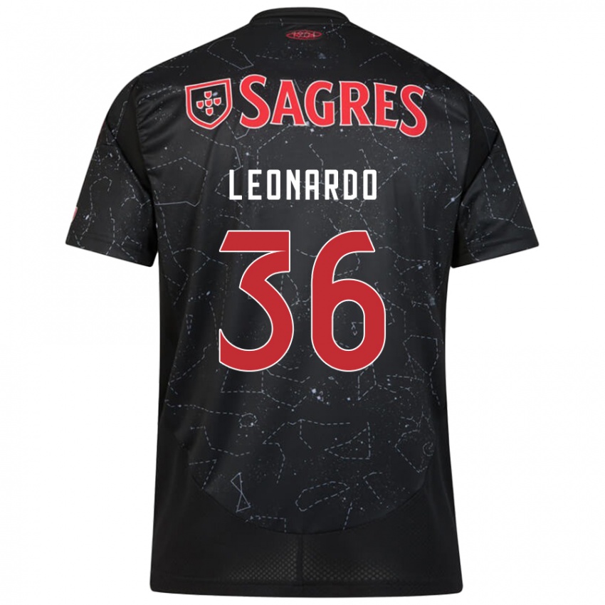 Mænd Marcos Leonardo #36 Sort Rød Udebane Spillertrøjer 2024/25 Trøje T-Shirt