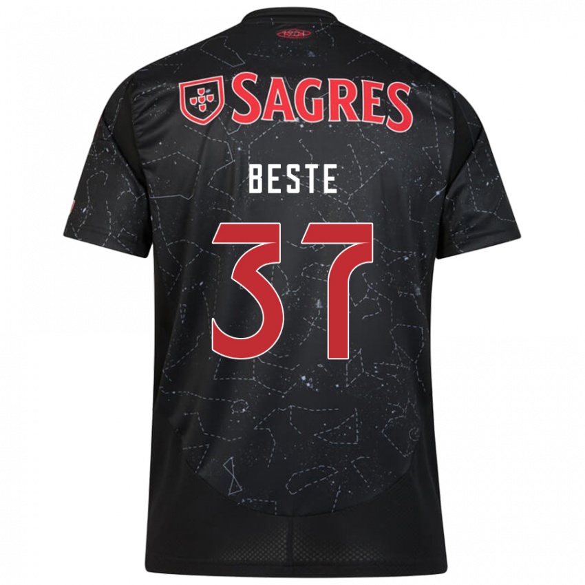 Mænd Jan-Niklas Beste #37 Sort Rød Udebane Spillertrøjer 2024/25 Trøje T-Shirt