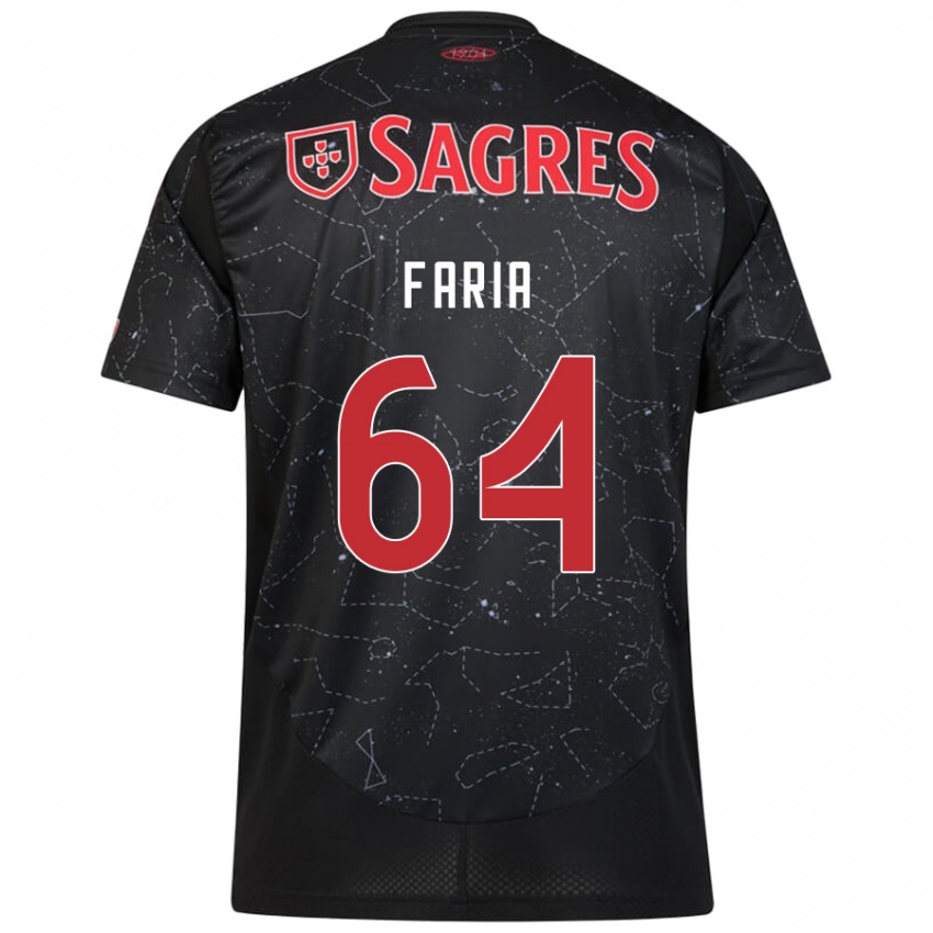 Mænd Hugo Faria #64 Sort Rød Udebane Spillertrøjer 2024/25 Trøje T-Shirt