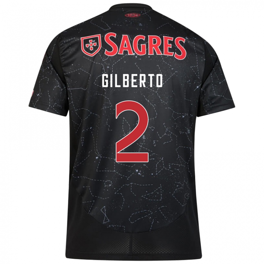 Mænd Gilberto #2 Sort Rød Udebane Spillertrøjer 2024/25 Trøje T-Shirt