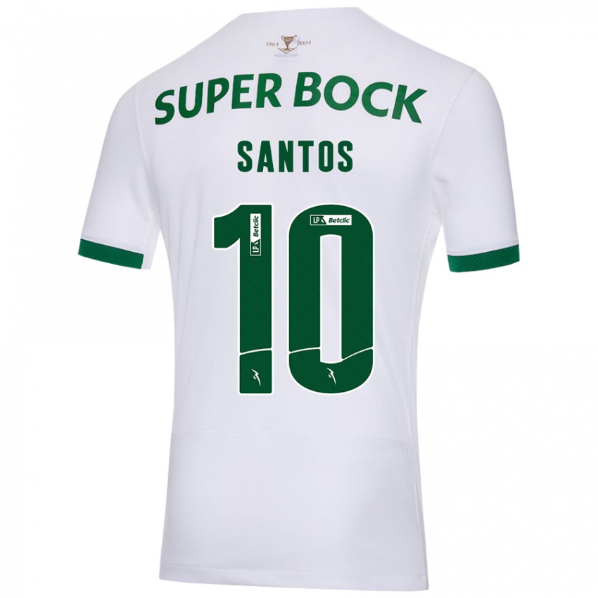 Mænd Guilherme Santos #10 Hvid Grøn Udebane Spillertrøjer 2024/25 Trøje T-Shirt