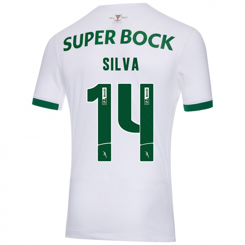 Mænd Guilherme Silva #14 Hvid Grøn Udebane Spillertrøjer 2024/25 Trøje T-Shirt