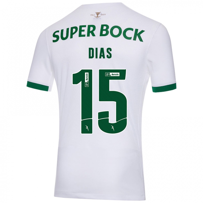 Mænd Rodrigo Dias #15 Hvid Grøn Udebane Spillertrøjer 2024/25 Trøje T-Shirt