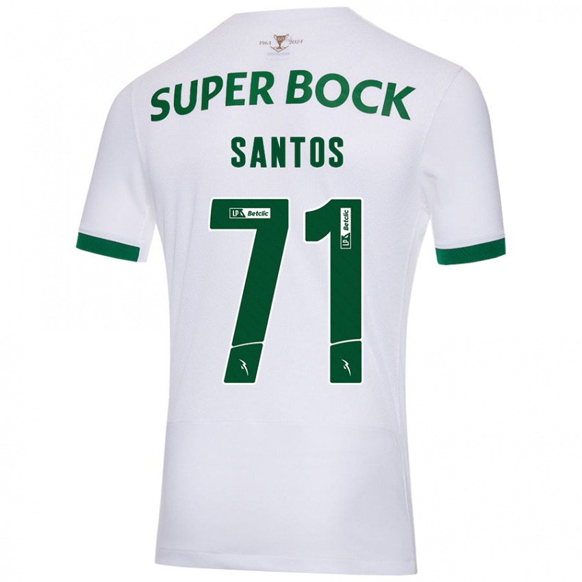 Mænd Denilson Santos #71 Hvid Grøn Udebane Spillertrøjer 2024/25 Trøje T-Shirt