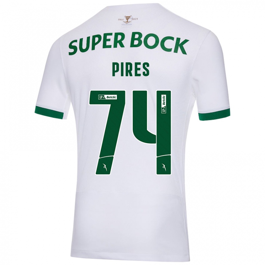 Mænd Guilherme Pires #74 Hvid Grøn Udebane Spillertrøjer 2024/25 Trøje T-Shirt