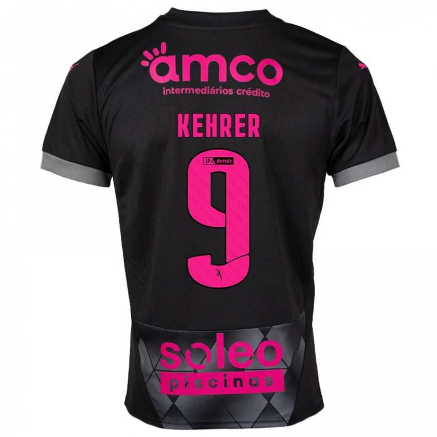 Mænd Caroline Kehrer #9 Sort Pink Udebane Spillertrøjer 2024/25 Trøje T-Shirt