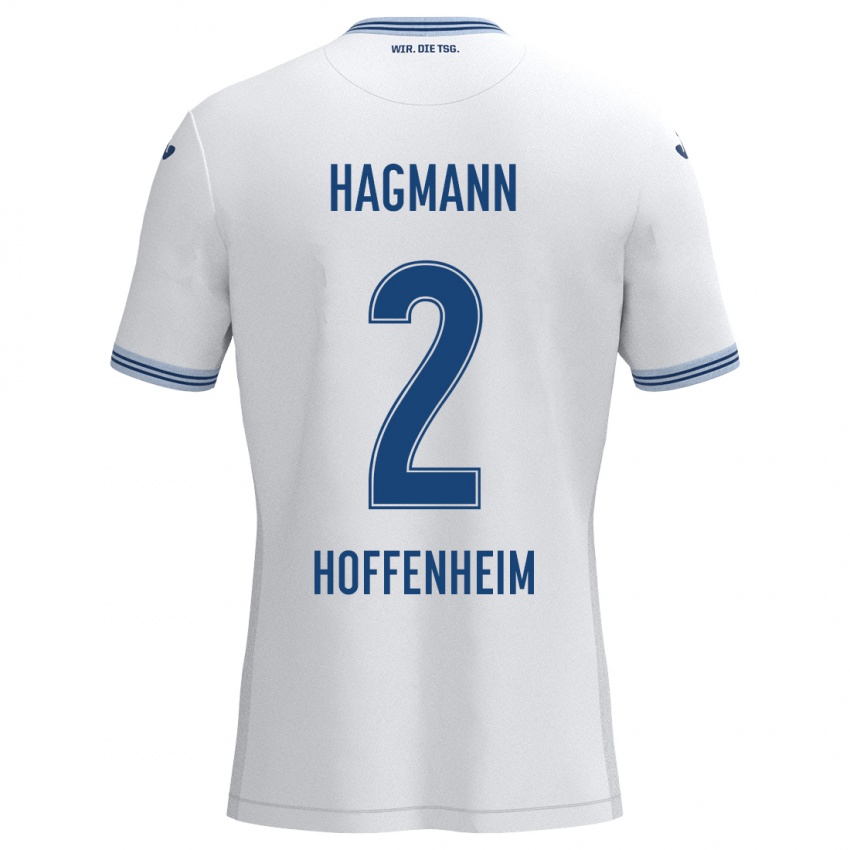 Mænd Felix Hagmann #2 Hvid Blå Udebane Spillertrøjer 2024/25 Trøje T-Shirt