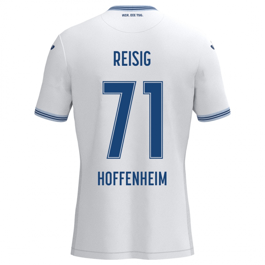 Mænd Ruben Reisig #71 Hvid Blå Udebane Spillertrøjer 2024/25 Trøje T-Shirt