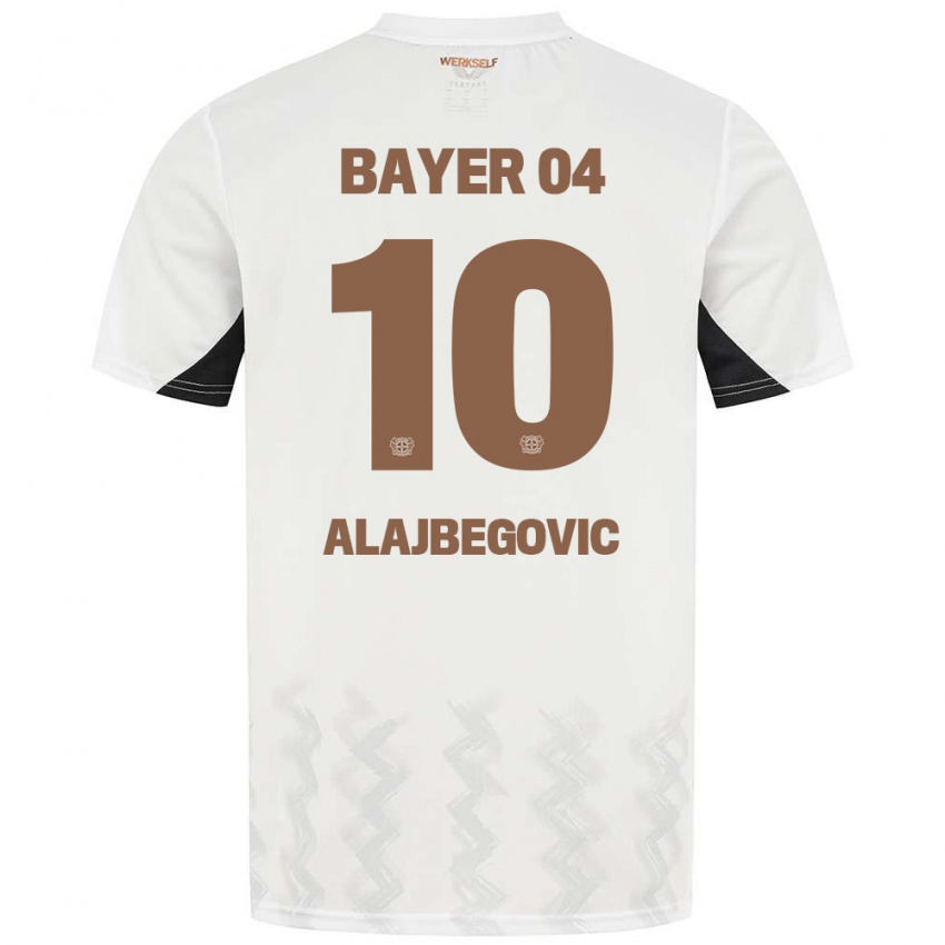 Mænd Kerim Alajbegovic #10 Hvid Sort Udebane Spillertrøjer 2024/25 Trøje T-Shirt