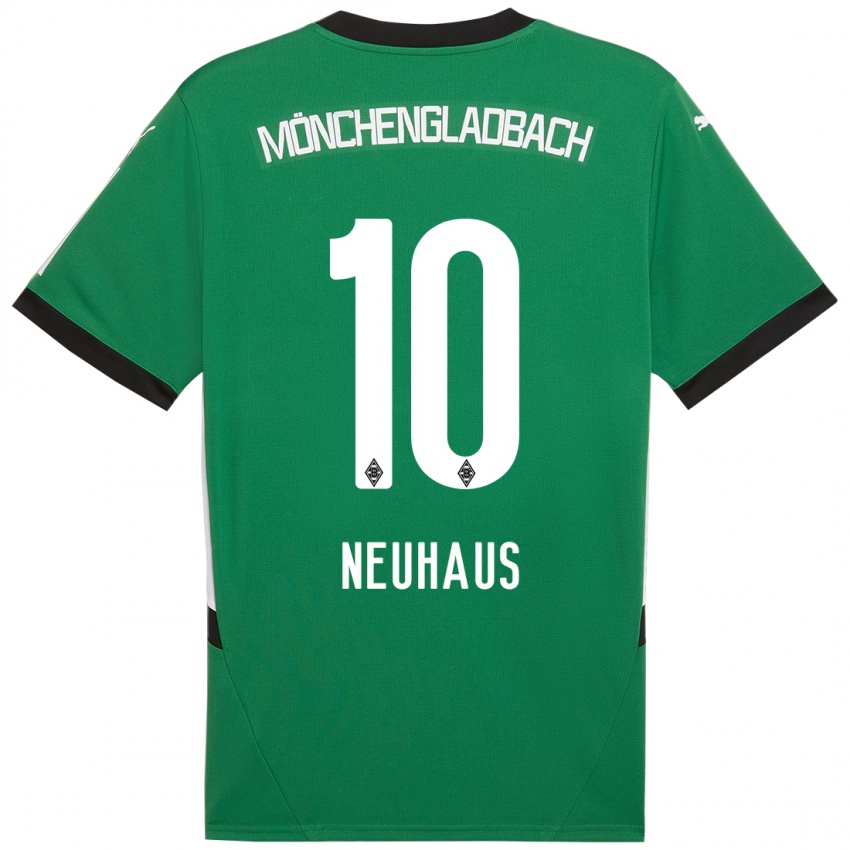 Mænd Florian Neuhaus #10 Grøn Hvid Udebane Spillertrøjer 2024/25 Trøje T-Shirt