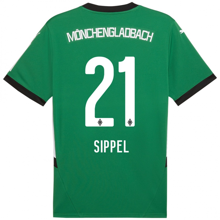 Mænd Tobias Sippel #21 Grøn Hvid Udebane Spillertrøjer 2024/25 Trøje T-Shirt