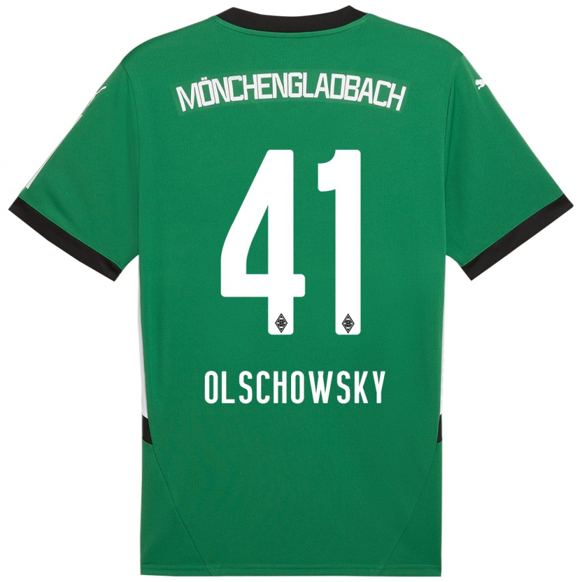 Mænd Jan Olschowsky #41 Grøn Hvid Udebane Spillertrøjer 2024/25 Trøje T-Shirt