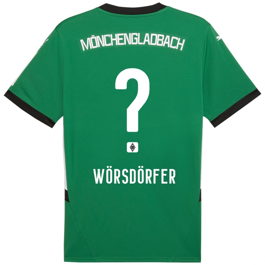 Mænd Len Wörsdörfer #0 Grøn Hvid Udebane Spillertrøjer 2024/25 Trøje T-Shirt