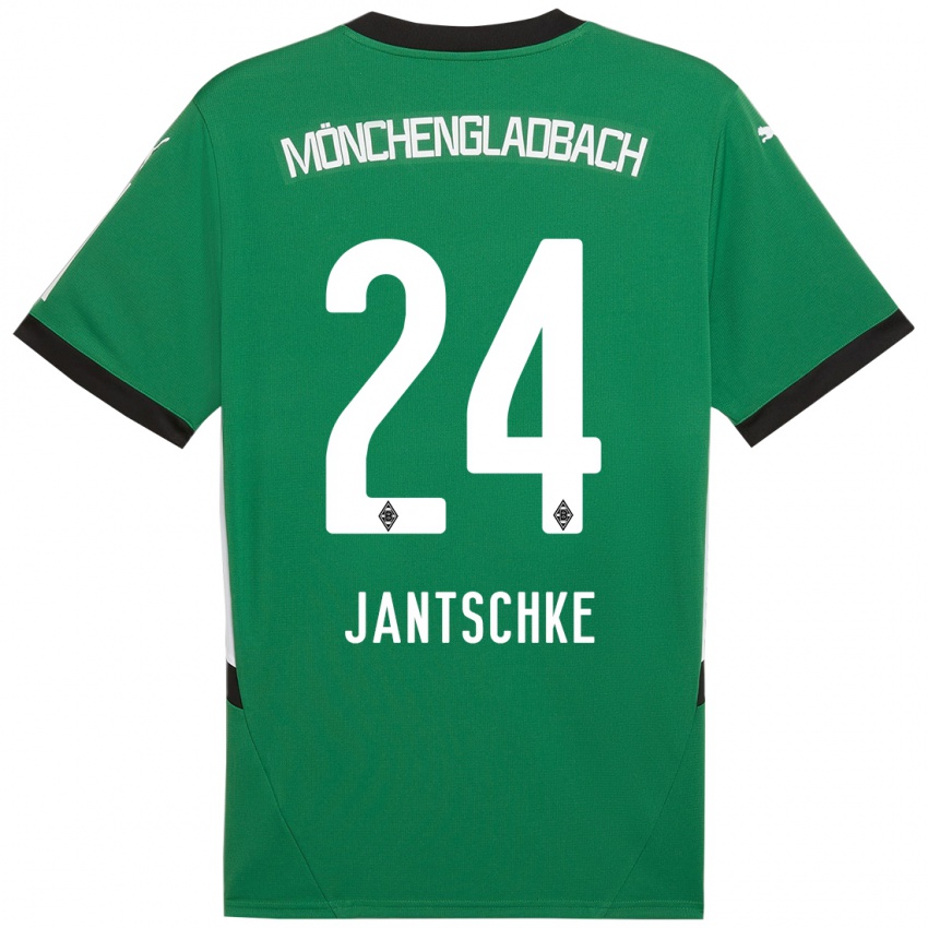 Mænd Tony Jantschke #24 Grøn Hvid Udebane Spillertrøjer 2024/25 Trøje T-Shirt