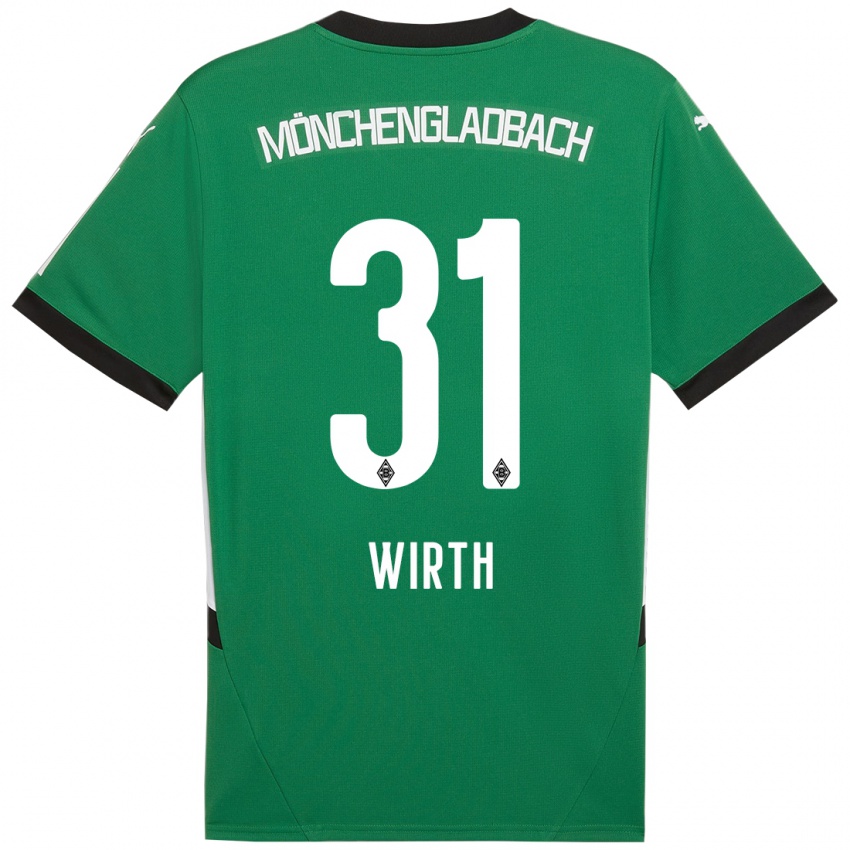 Mænd Linus Wirth #31 Grøn Hvid Udebane Spillertrøjer 2024/25 Trøje T-Shirt