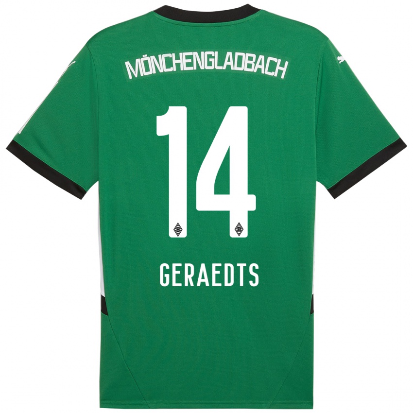 Mænd Kelsey Geraedts #14 Grøn Hvid Udebane Spillertrøjer 2024/25 Trøje T-Shirt