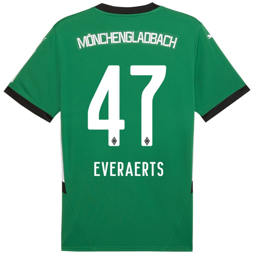 Mænd Kim Everaerts #47 Grøn Hvid Udebane Spillertrøjer 2024/25 Trøje T-Shirt