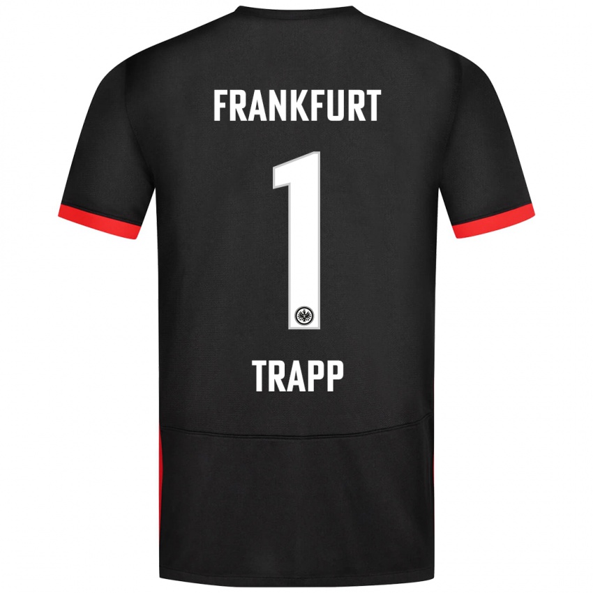 Mænd Kevin Trapp #1 Sort Udebane Spillertrøjer 2024/25 Trøje T-Shirt