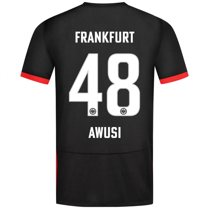 Mænd Junior Awusi #48 Sort Udebane Spillertrøjer 2024/25 Trøje T-Shirt