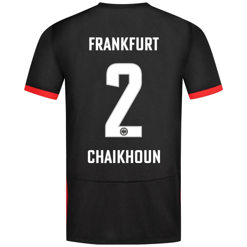 Mænd Ayoub Chaikhoun #2 Sort Udebane Spillertrøjer 2024/25 Trøje T-Shirt