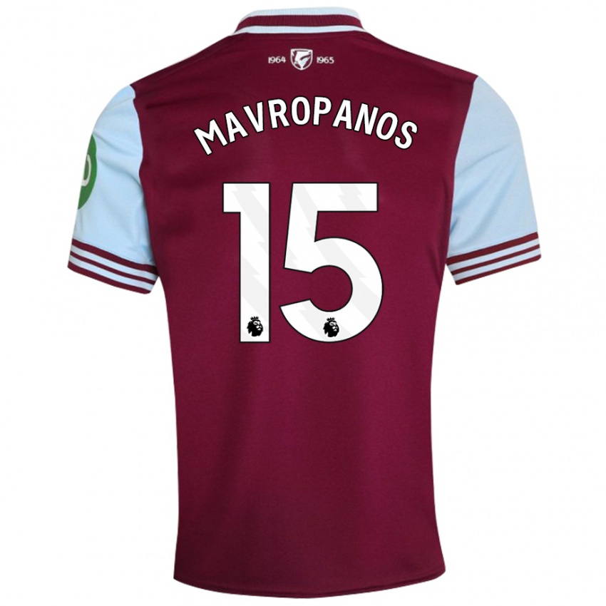 Kvinder Konstantinos Mavropanos #15 Mørkerød Hjemmebane Spillertrøjer 2024/25 Trøje T-Shirt