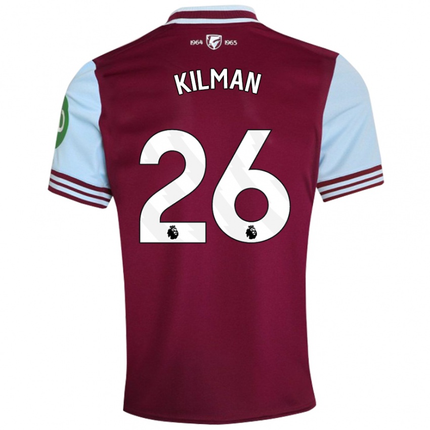 Kvinder Max Kilman #26 Mørkerød Hjemmebane Spillertrøjer 2024/25 Trøje T-Shirt