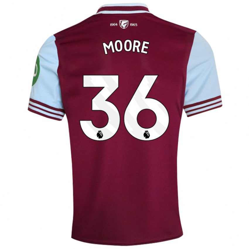 Kvinder Sean Moore #36 Mørkerød Hjemmebane Spillertrøjer 2024/25 Trøje T-Shirt