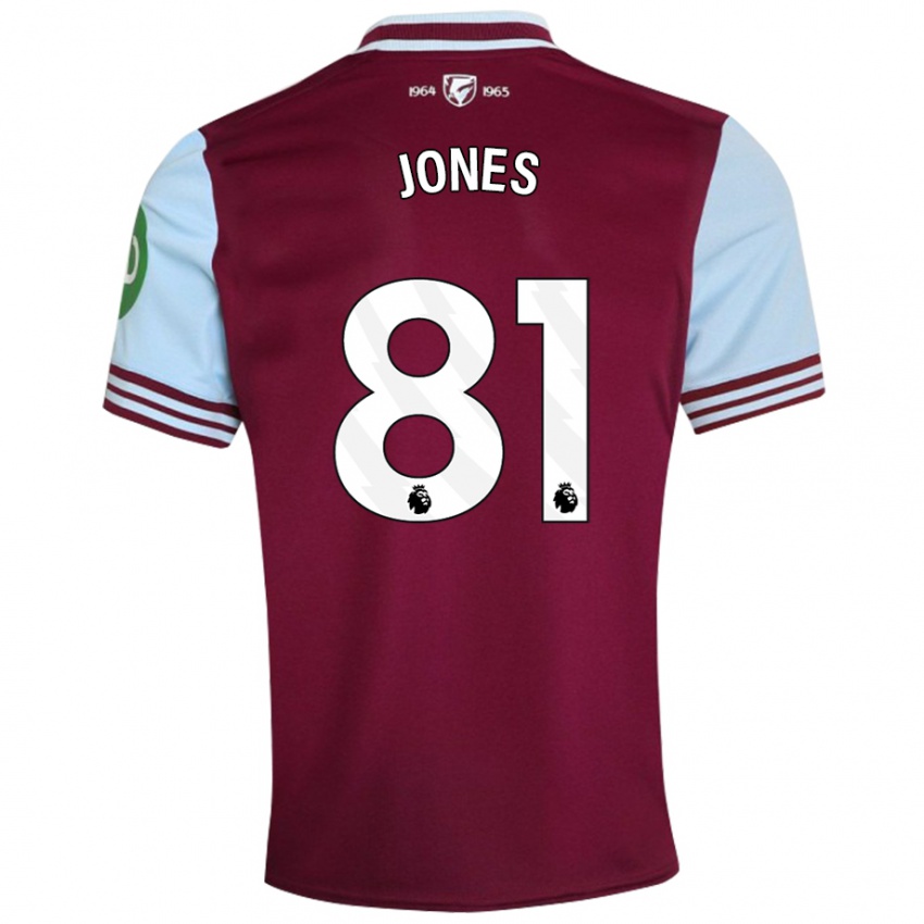 Kvinder Liam Jones #81 Mørkerød Hjemmebane Spillertrøjer 2024/25 Trøje T-Shirt