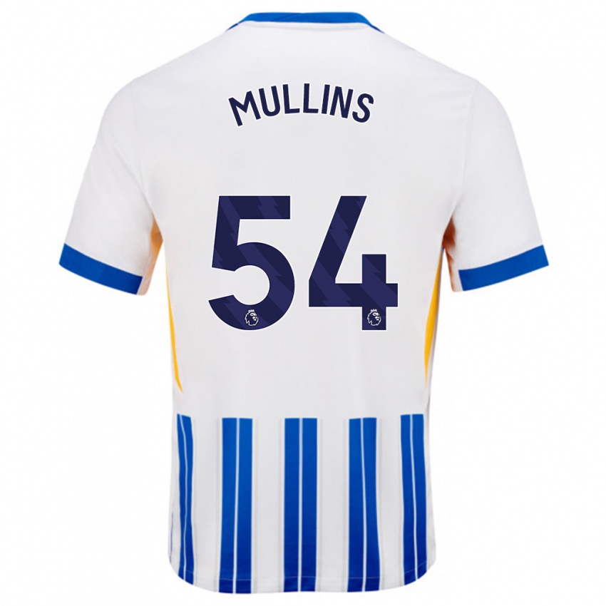 Kvinder Jamie Mullins #54 Hvide Blå Nålestriber Hjemmebane Spillertrøjer 2024/25 Trøje T-Shirt