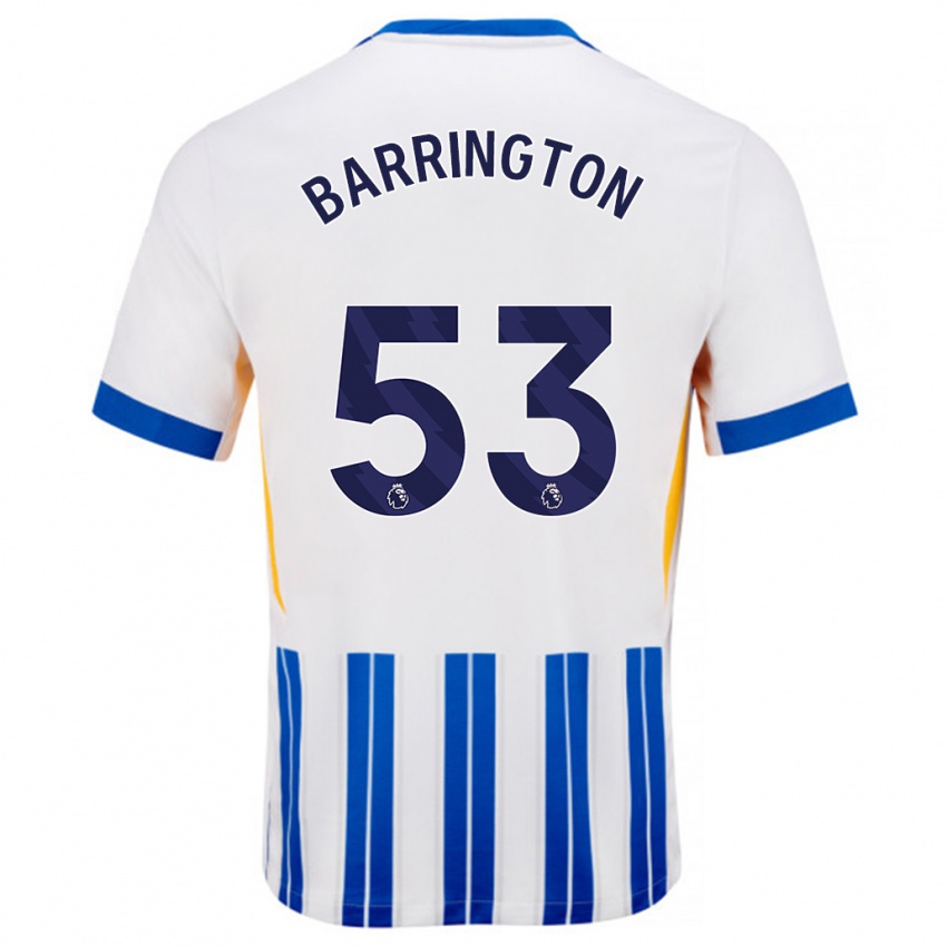 Kvinder Luca Barrington #53 Hvide Blå Nålestriber Hjemmebane Spillertrøjer 2024/25 Trøje T-Shirt