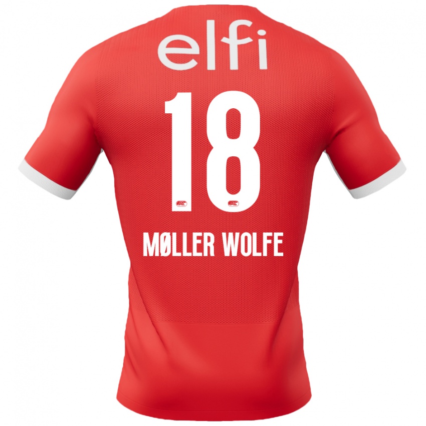 Kvinder David Møller Wolfe #18 Rød Hvid Hjemmebane Spillertrøjer 2024/25 Trøje T-Shirt