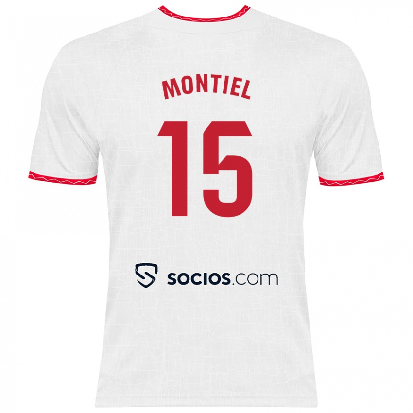 Kvinder Gonzalo Montiel #15 Hvid Rød Hjemmebane Spillertrøjer 2024/25 Trøje T-Shirt